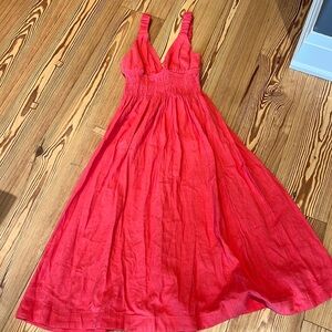 Linen blend maxi Coral Summer Dress